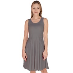 Nickel Grey	 - 	knee Length Skater Dress With Pockets by ColorfulDresses