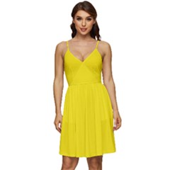 Bumblebee Yellow	 - 	v-neck Pocket Summer Dress by ColorfulDresses