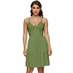 Olive Green	 - 	v-neck Pocket Summer Dress by ColorfulDresses