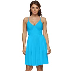 Vivid Sky Blue	 - 	v-neck Pocket Summer Dress by ColorfulDresses