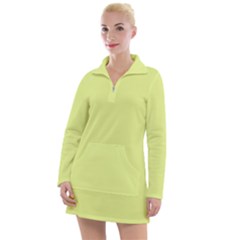 Key Lime Yellow	 - 	long Sleeve Casual Dress by ColorfulDresses