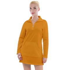 Fulvous Orange	 - 	long Sleeve Casual Dress by ColorfulDresses