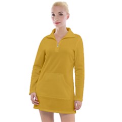 Goldenrod Orange	 - 	long Sleeve Casual Dress by ColorfulDresses