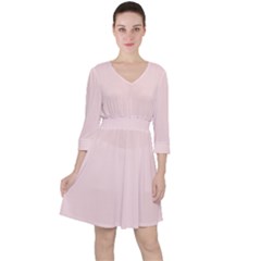 Light Misty Rose Pink	 - 	quarter Sleeve Ruffle Waist Dress by ColorfulDresses