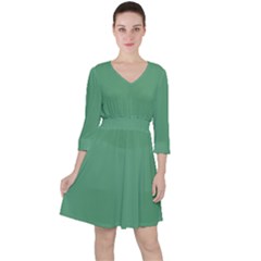 Shiny Shamrock Green	 - 	quarter Sleeve Ruffle Waist Dress by ColorfulDresses