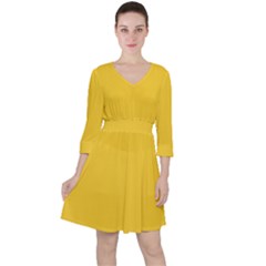 Tuscany Yellow	 - 	quarter Sleeve Ruffle Waist Dress by ColorfulDresses