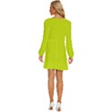 Bitter Lemon Green	 - 	Long Sleeve Waist Tie Ruffle Velvet Dress View4