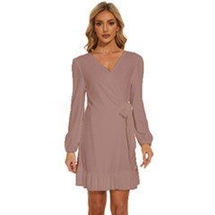 Sloe Gin Fizz	 - 	long Sleeve Waist Tie Ruffle Velvet Dress