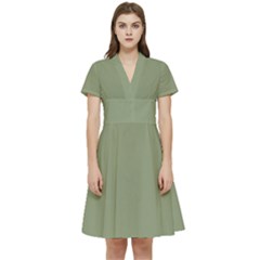 Artichoke Green	 - 	short Sleeve Waist Detail Dress by ColorfulDresses