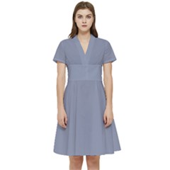 Cool Grey	 - 	short Sleeve Waist Detail Dress by ColorfulDresses