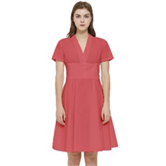 Cayenne Red	 - 	short Sleeve Waist Detail Dress by ColorfulDresses