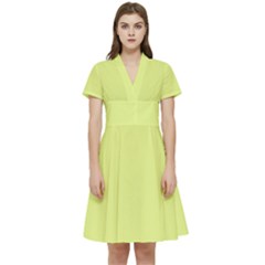 Key Lime Yellow	 - 	short Sleeve Waist Detail Dress by ColorfulDresses