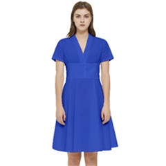 Persian Blue	 - 	short Sleeve Waist Detail Dress by ColorfulDresses