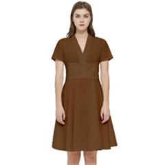 Gingerbread Brown	 - 	short Sleeve Waist Detail Dress by ColorfulDresses