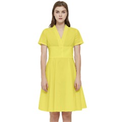 Maize Yellow	 - 	short Sleeve Waist Detail Dress by ColorfulDresses