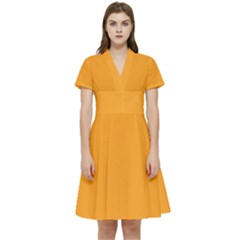 Zinnia Orange	 - 	Short Sleeve Waist Detail Dress