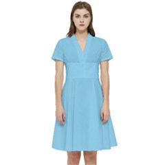 Baby Blue	 - 	Short Sleeve Waist Detail Dress