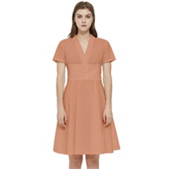 Soft Copper	 - 	short Sleeve Waist Detail Dress by ColorfulDresses