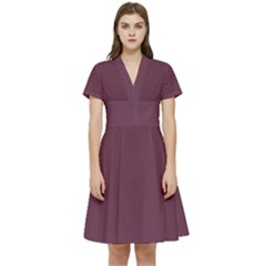 Wine Dregs	 - 	short Sleeve Waist Detail Dress by ColorfulDresses