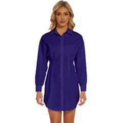 Berry Blue	 - 	long Sleeve Shirt Dress