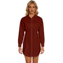 Currant Red	 - 	long Sleeve Shirt Dress