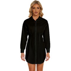 Black	 - 	long Sleeve Shirt Dress