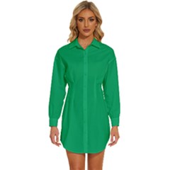 Jade Green	 - 	long Sleeve Shirt Dress