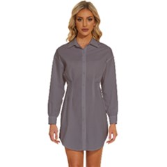 Dove Grey	 - 	long Sleeve Shirt Dress