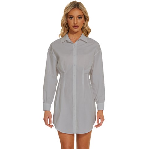 Harbor Mist Grey	 - 	long Sleeve Shirt Dress by ColorfulDresses