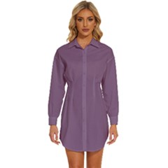 China Violet Purple	 - 	long Sleeve Shirt Dress