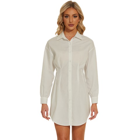 Coconut Milk	 - 	long Sleeve Shirt Dress by ColorfulDresses