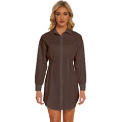 Granite Brown	 - 	long Sleeve Shirt Dress