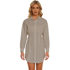 Mushroom Brown	 - 	long Sleeve Shirt Dress