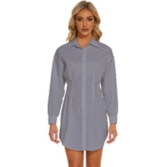 Manatee Grey	 - 	long Sleeve Shirt Dress