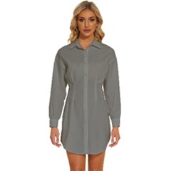 Old Silver Grey	 - 	long Sleeve Shirt Dress