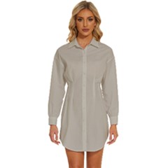 Pale Silver Grey	 - 	long Sleeve Shirt Dress