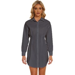 Porpoise Grey	 - 	long Sleeve Shirt Dress