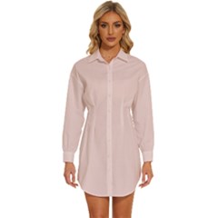 Pale Pink	 - 	long Sleeve Shirt Dress