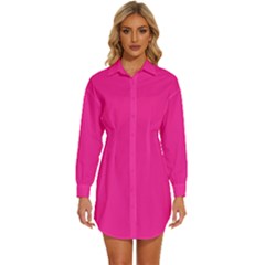 Persian Rose Pink	 - 	long Sleeve Shirt Dress