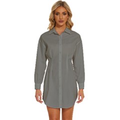 Seal Grey	 - 	long Sleeve Shirt Dress