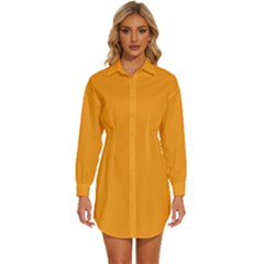 Zinnia Orange	 - 	Long Sleeve Shirt Dress