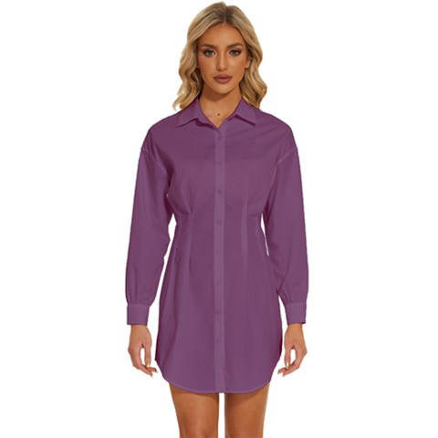 Sparkling Grape Purple	 - 	long Sleeve Shirt Dress by ColorfulDresses