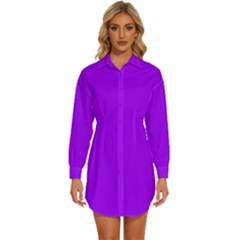 Vivid Violet Purple	 - 	long Sleeve Shirt Dress