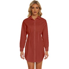 Sweet Red	 - 	long Sleeve Shirt Dress