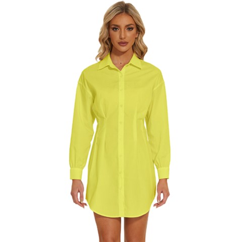 Unmellow Yellow	 - 	long Sleeve Shirt Dress by ColorfulDresses