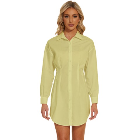 Yellow Iris	 - 	long Sleeve Shirt Dress by ColorfulDresses