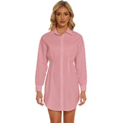 Light Pink	 - 	long Sleeve Shirt Dress