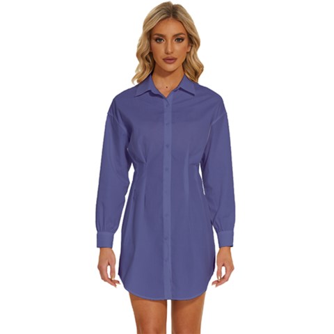 Blue Iris	 - 	long Sleeve Shirt Dress by ColorfulDresses