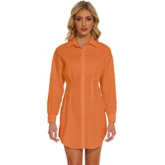 Orange Mango	 - 	long Sleeve Shirt Dress