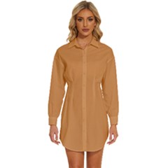 Persian Brown	 - 	long Sleeve Shirt Dress